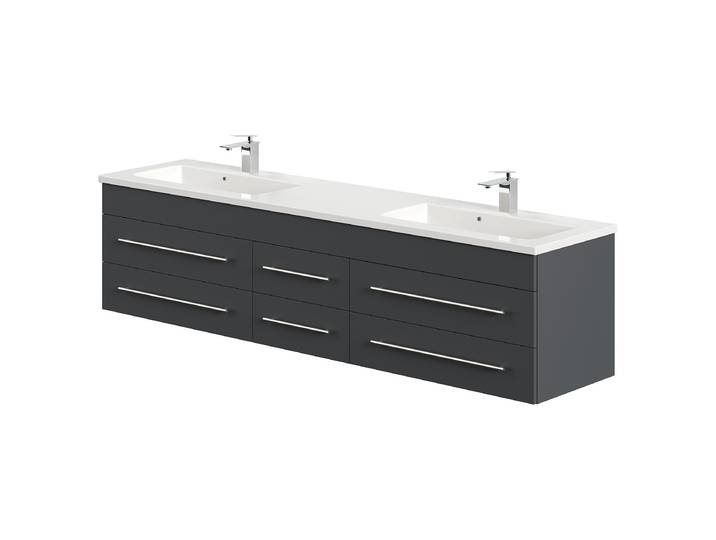home24 Dubbele wastafel Geant 200cm grijs/grafietkleurig