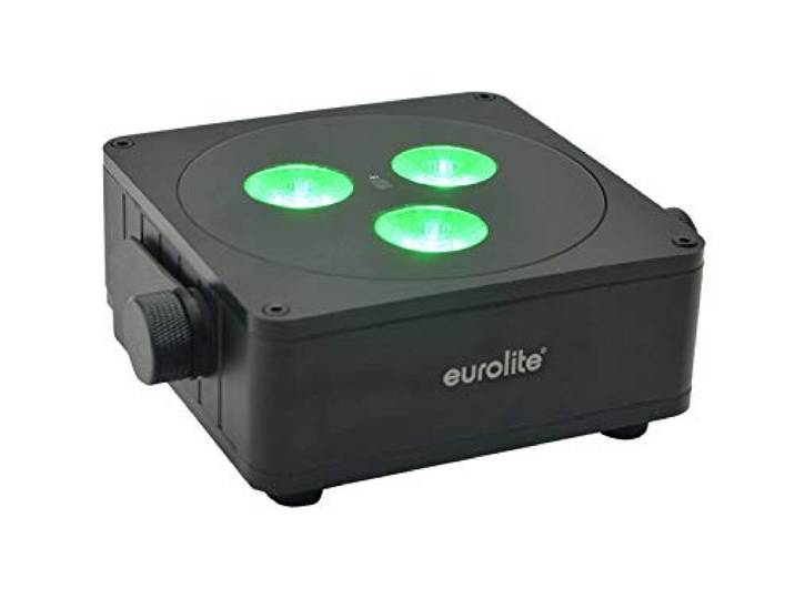 EUROLITE AKKU IP Flat Light 3 sw Flacher IP65-Scheinwerfer mit 3x 8-W-RGBW-LED, QuickDMX-Transceiver & Bügel