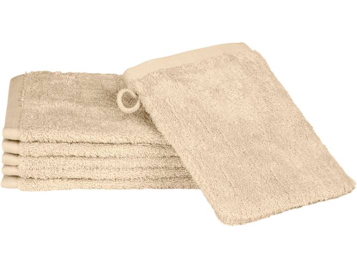 Waschhandschuh ROSS Premium , beige (natur), B:16cm L:22cm, Frottier, Handtücher, Waschhandschuh, 100% Baumwolle