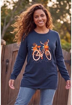 Plus Size Women's Cozy Critter Sweater by Catherines in Navy Bike (Size 2X)