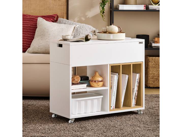 SoBuy FBT134-W fichiers armoire fichier armoire chariot imprimante table support d'imprimante rouleau conteneur avec 4 rouleaux armoire de rangement garde-robe