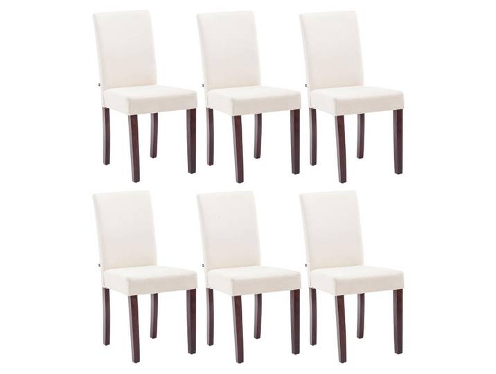 CLP Stuhl 6er Set Stoff Creme, Holz, 41x91x47 cm, Esszimmer, Stuhl