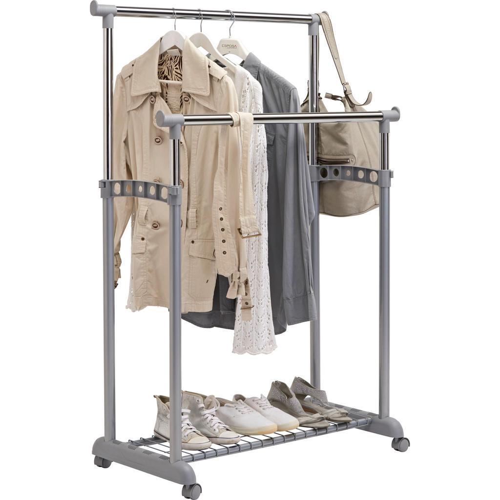 Boxxx Kleiderwagen , Alufarben, Chromfarben , Metall, Kunststoff , 85x100-178x43 cm , Schuhablage , Schlafzimmer, Kleiderständer