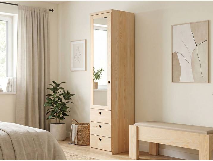 Drehtürenschrank „Sandra“ Esche 1-türig Massivholz Esche