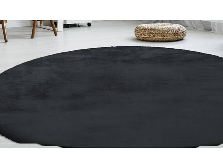 Fellteppich CALO-DELUXE Vogesen 212 Gr. 9, grau (anthrazit), H:45mm Ø:160cm, Kunstfaser, Teppiche, Fellteppich, Kunstfell, Wohnzimmer