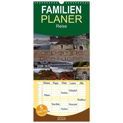 Familienplaner 2026 - Farben der Bretagne mit 5 Spalten (Wandkalender, 21 x 45 cm) CALVENDO