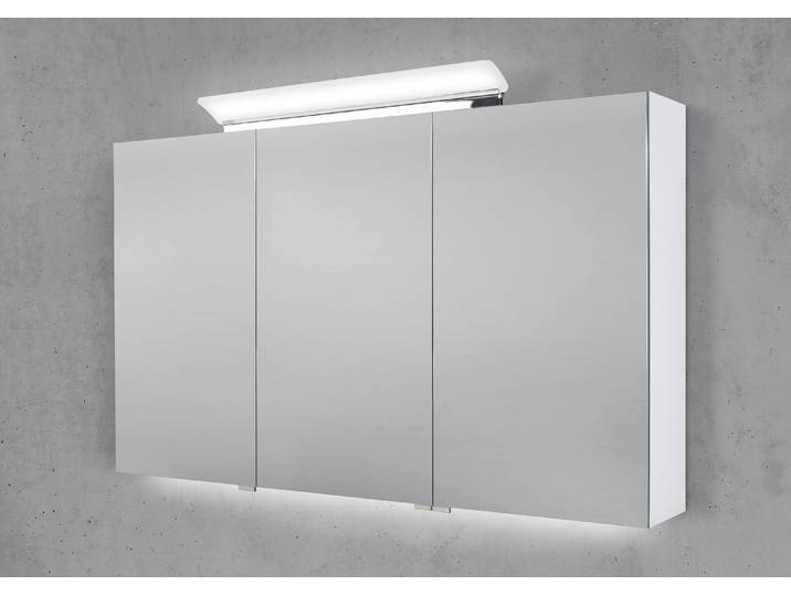Spiegelschrank 120 cm LED Acryl Aufsatzleuchte doppelseitig verspiegelt