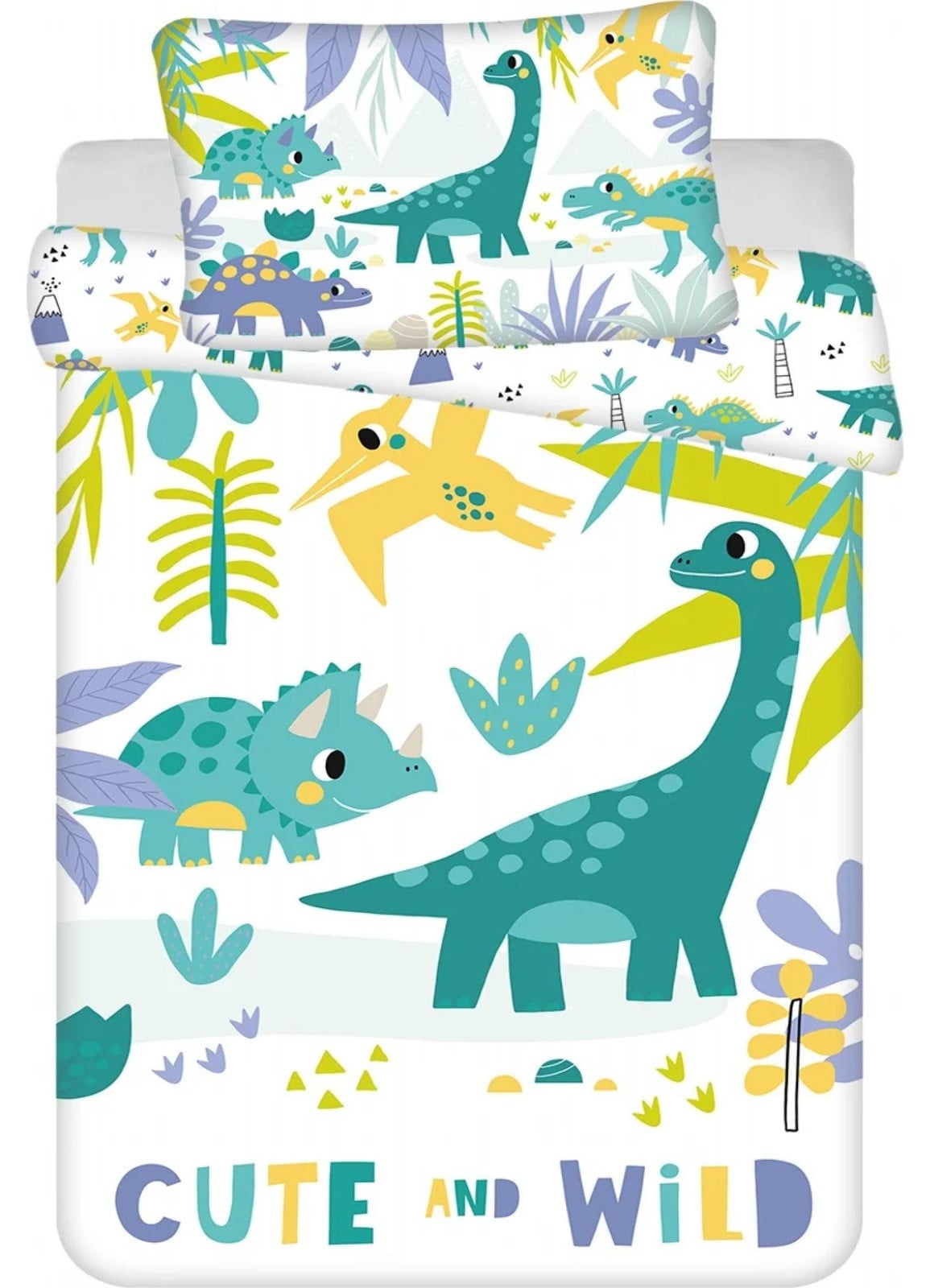 Jerry Fabrics Dino Cute and Wild baby Peuterdekbedovertrek - 100 x 135 cm - Katoen