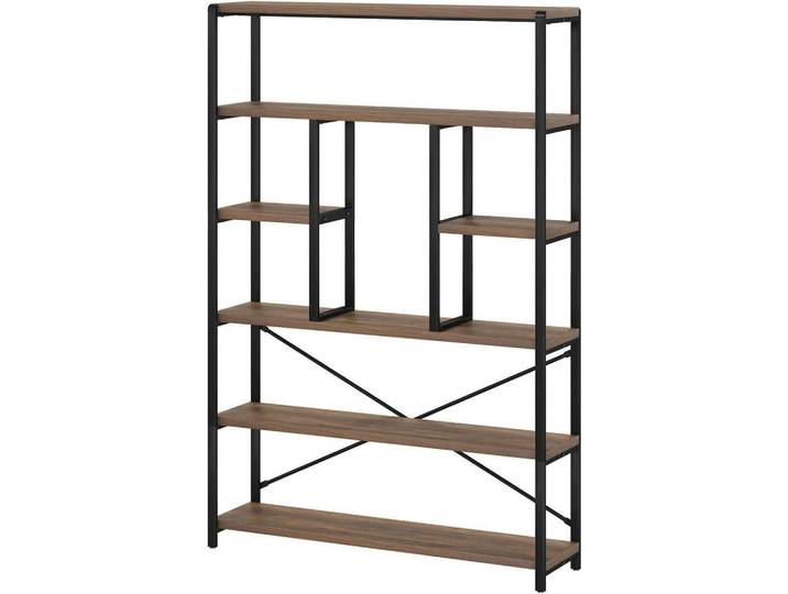 Bücherregal 180 cm Helles Holz Metall, Braun, 120x178x30 cm, Wohnzimmer, Regale, Bücherregale