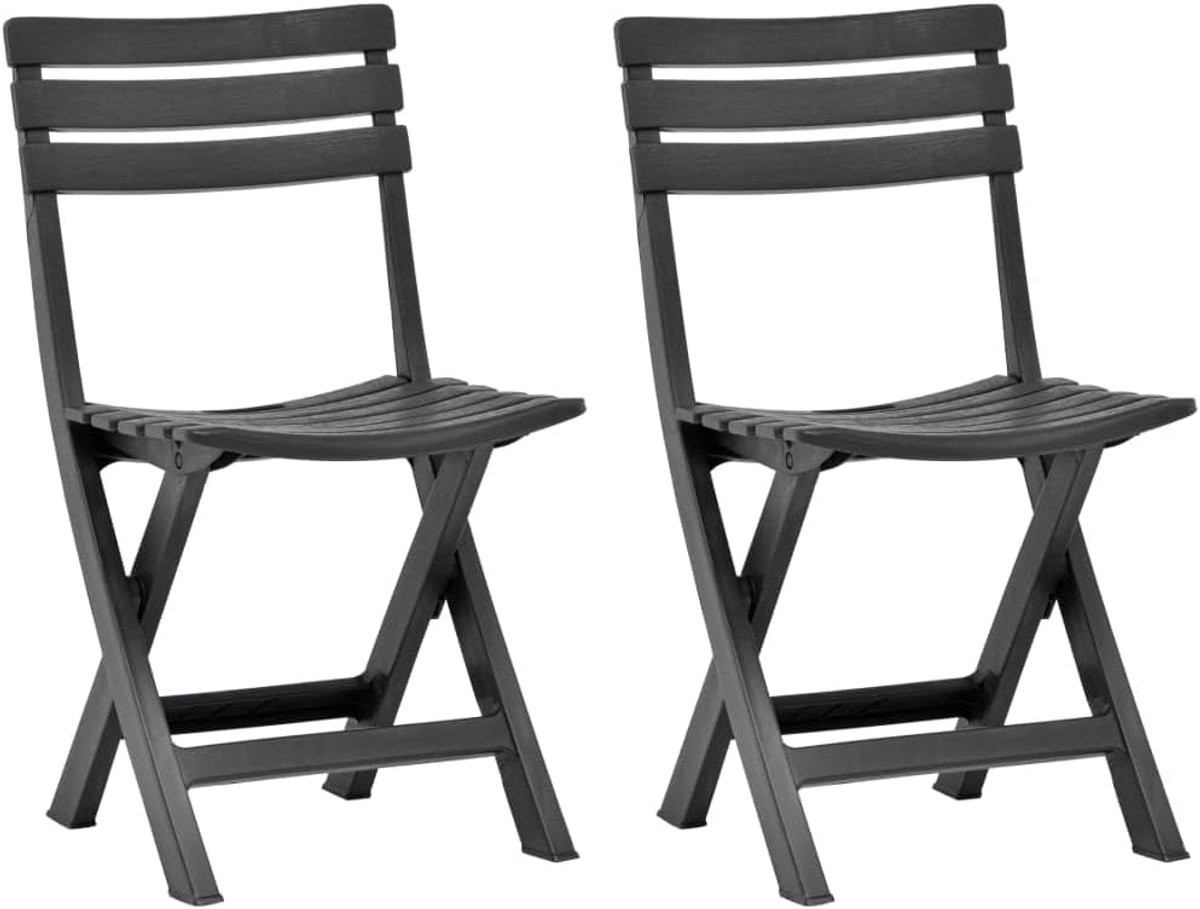Inklapbare Bistro Tuinstoelen Set - Weerbestendig - Antraciet - 44 x 41 x 78 cm