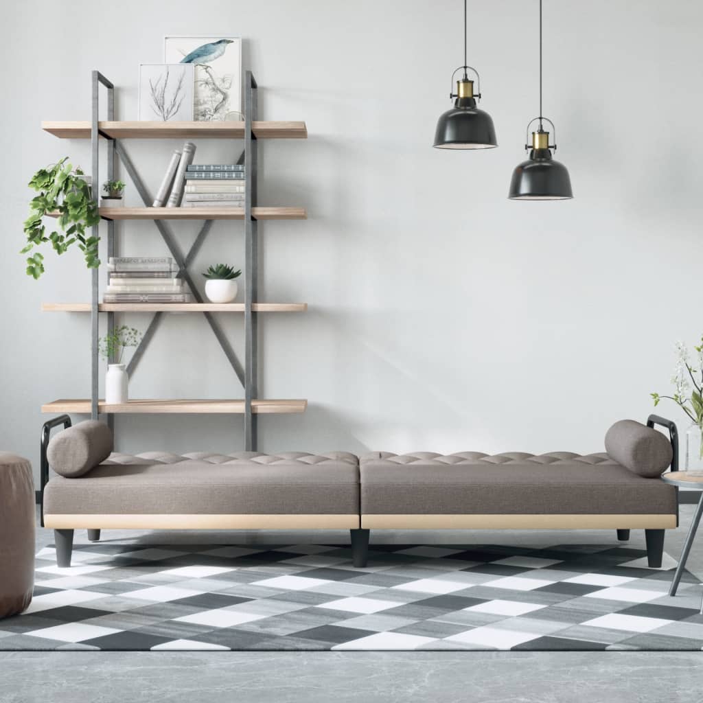 vidaXL Canapé-lit avec accoudoirs taupe tissu