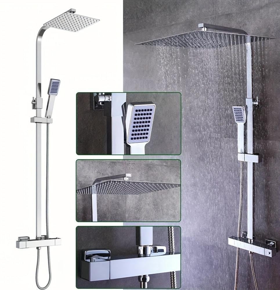 Selius Badkamer Thermostatische Douchemengkraan met Regendouche Set