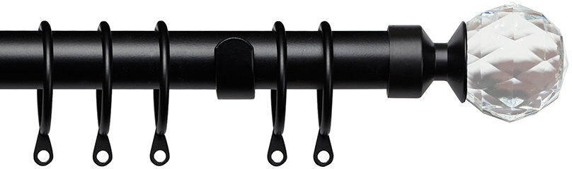 Fairmont Park Aurelina 28mm Crystal Curtain Pole Matte Black 200cm - 380cm