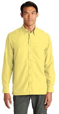 Port Authority W960 Long Sleeve UV Daybreak Shirt in Yellow size Medium   Polyester