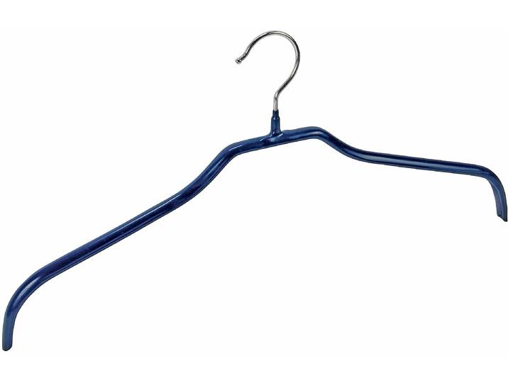 Kleiderbügel WENKO Modell Multi , blau, B:41cm H:19cm T:1cm, Kunststoff, Metall, Kleiderbügel, Kleiderbügel, aus Metall mit rutschhemmender Beschichtung, inkl. Bügelverbindern