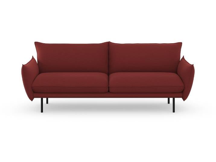 3-Sitzer, Dunkelrot, 226x86 cm, Struktur, Kissenoptik, Modern, andas
