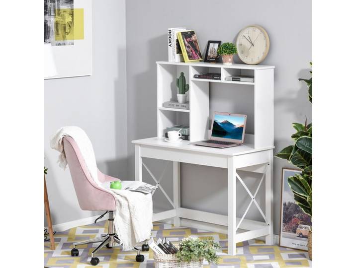 MOTHINESSTO534-Bureau avec rangement bureau bibliothèque en bois moderne avec étagères et grand plateau pour petits espaces maison c