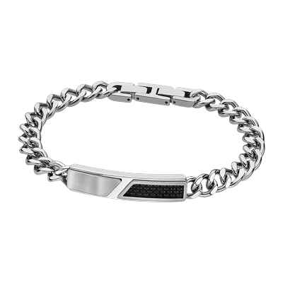 Armband LOTUS "Silent Impact", silber (edelstahlfarben, schwarz), Armbänder, Herren, 21cm, Carbon Edelstahl, Carbon, Edelstahl, Armband