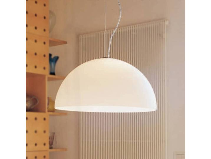 Oluce Glas Hängeleuchte SONORA, dimmbar, weiß / opal, für Wohn- / Esszimmer, Glas, Design