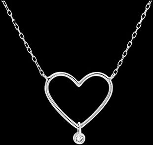 Edenly Halskette Frische - Herz mit Diamant - 18 Karat WeiÃŸgold und Diamant