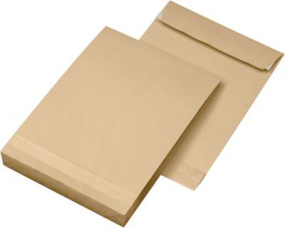 Schäfer Shop Select Seitenfaltentasche, Format C4, Faltenbreite 30 mm, haftklebend, L 324 x B 229 mm, FSC®-Papier, braun, 100 Stück