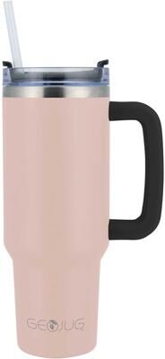 Brentwood 40oz Insulated Stainless Steel Tumbler Cup in Pink with Handle