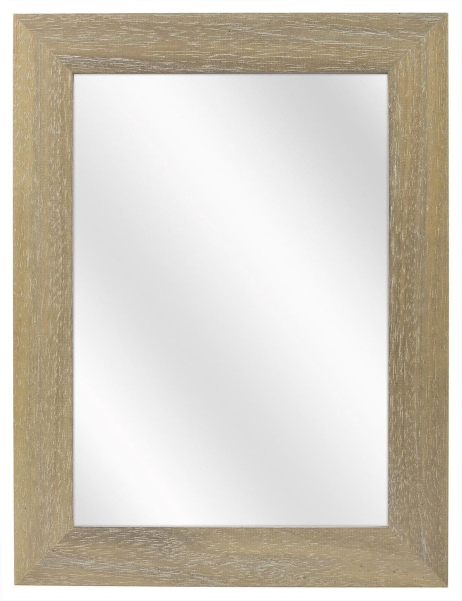 Spiegel met brede vergrijsde houten lijst, 30 x 40 cm