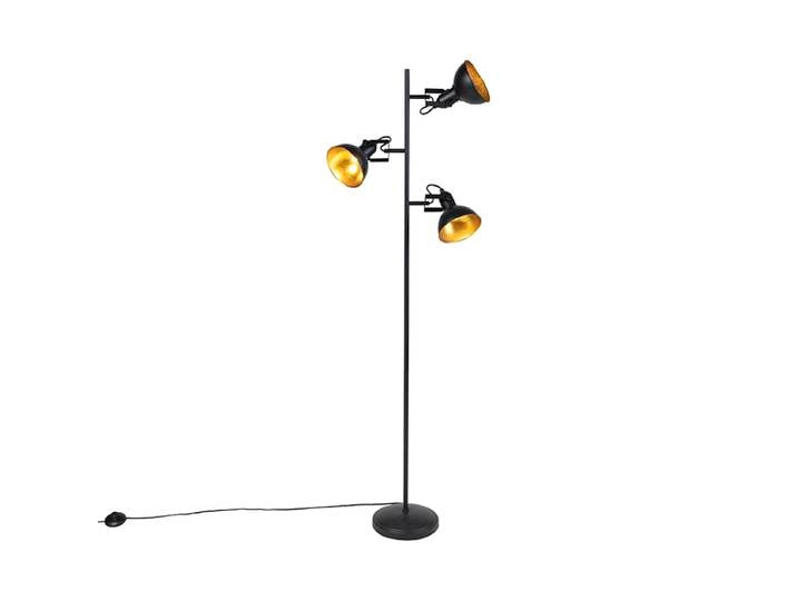 Lampadaire industriel noir avec or 3 lumières - Tommy