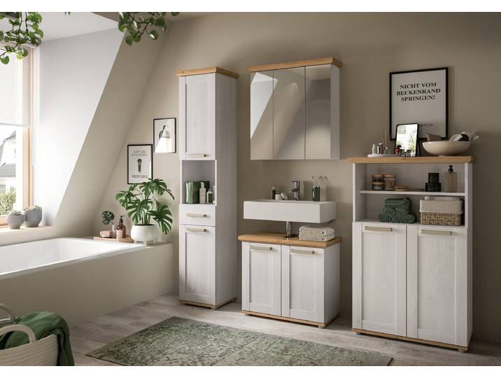 Meuble de rangement Verona 74 x 116 x 34cm Blanc/Bois