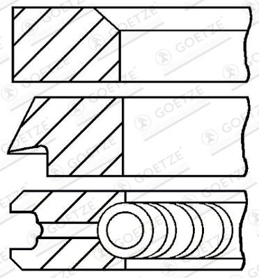 Goetze Engine Kolbenringsatz 08-209800-00 Für Fiat