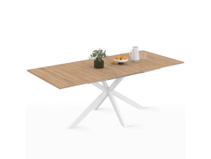 IDMarket - Ausziehbarer Esstisch Rechteck ALIX 6-10 Personen Holz und Weiß 160-200 cm