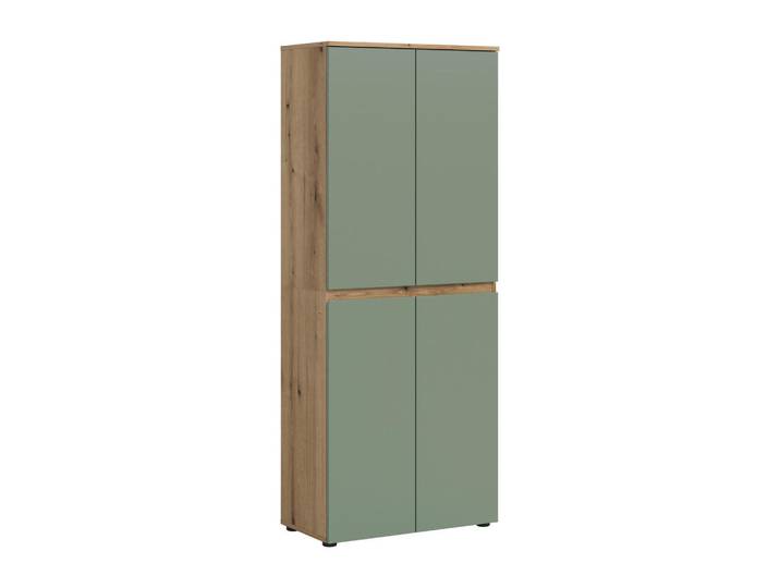 Livetastic Schuhschrank, Eichefarben, Graugrün, Kunststoff, 7 Fächer, 70x175x37 cm, FSC Mix, Garderobe, Schuhaufbewahrung, Schuhschränke