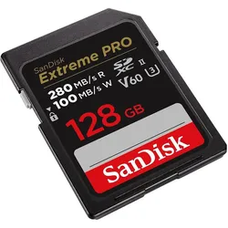 Sandisk Extreme PRO UHS-II V60 (128 GB, SDXC, U3, UHS-II), Speicherkarte, Schwarz