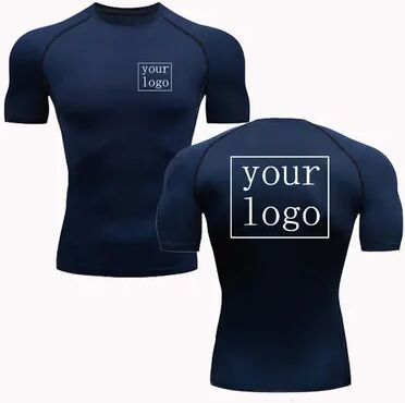 Rare Purchases Custom Compression T Shirt, Your Design Logo, Quick Dry Gym Tee Men Women sgdx navy Blue s