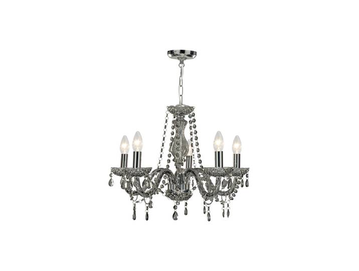 Klassischer, dimmbarer Kronleuchter „Marie Therese II 5-Flammig Transparent, Grau Searchlight