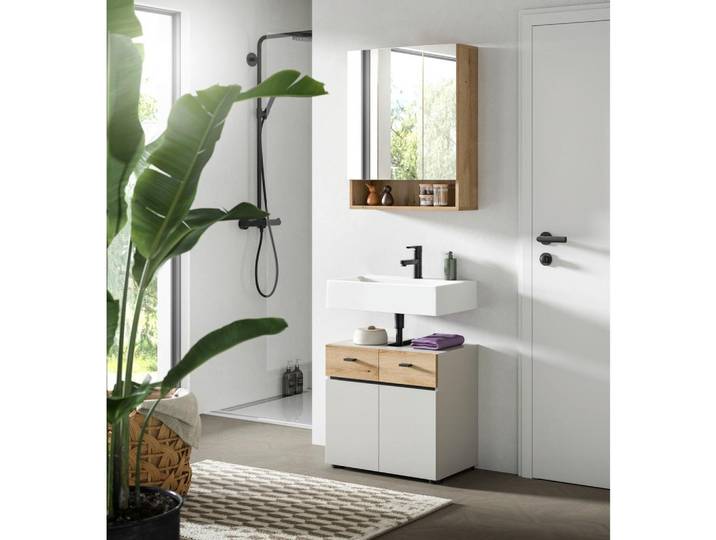 Badezimmer Aqua Kaschmir/Eichefarben B: 60cm