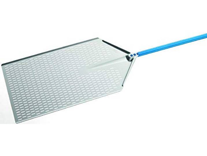 GiMetal Pizzaschaufel aus eloxiertem Aluminium, perforiert, 40 x 60 cm, mit Griff, 1,20 m, Durchmesser 40 x 61 cm