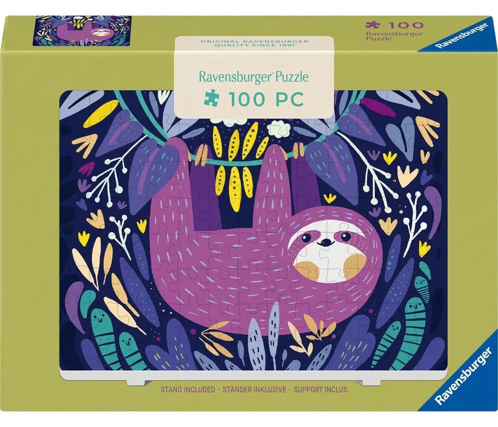 Ravensburger Mini-puzzel 100 stukjes Lachende paarse luiaard