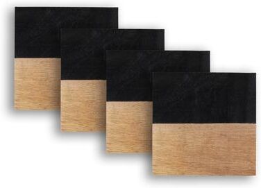 "Dainty Home Wood And Resin Designed Square Coaster Set of 4 - 4"" x 4"" Square"
