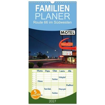 Familienplaner 2027 - Route 66 im Südwesten mit 5 Spalten (Wandkalender, 21 x 45 cm) CALVENDO