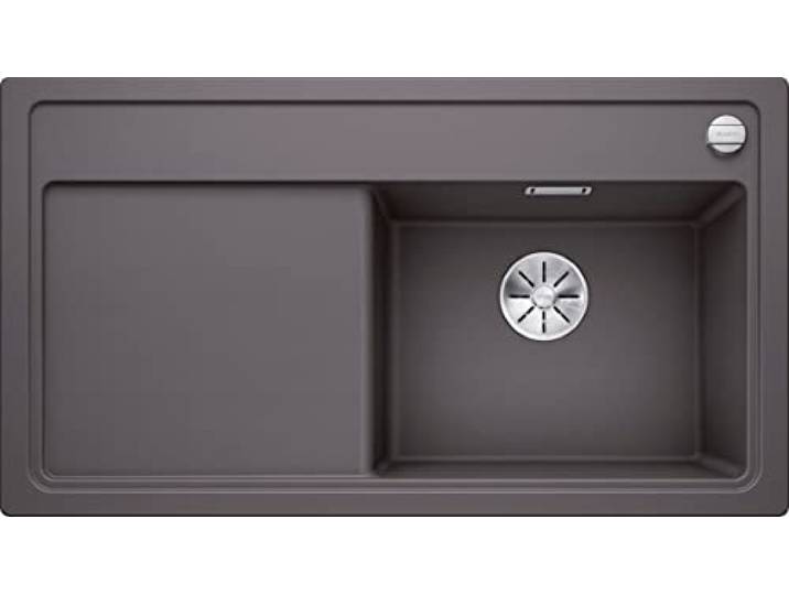 BLANCO ZENAR 5 S-F Granitspüle aus SILGRANIT felsgrau [90,3x49,8x20,2 cm] für 50 cm breite Unterschränke Hauptbecken rechts Reinigungsfreundlich Einbauart: Flächenbündig