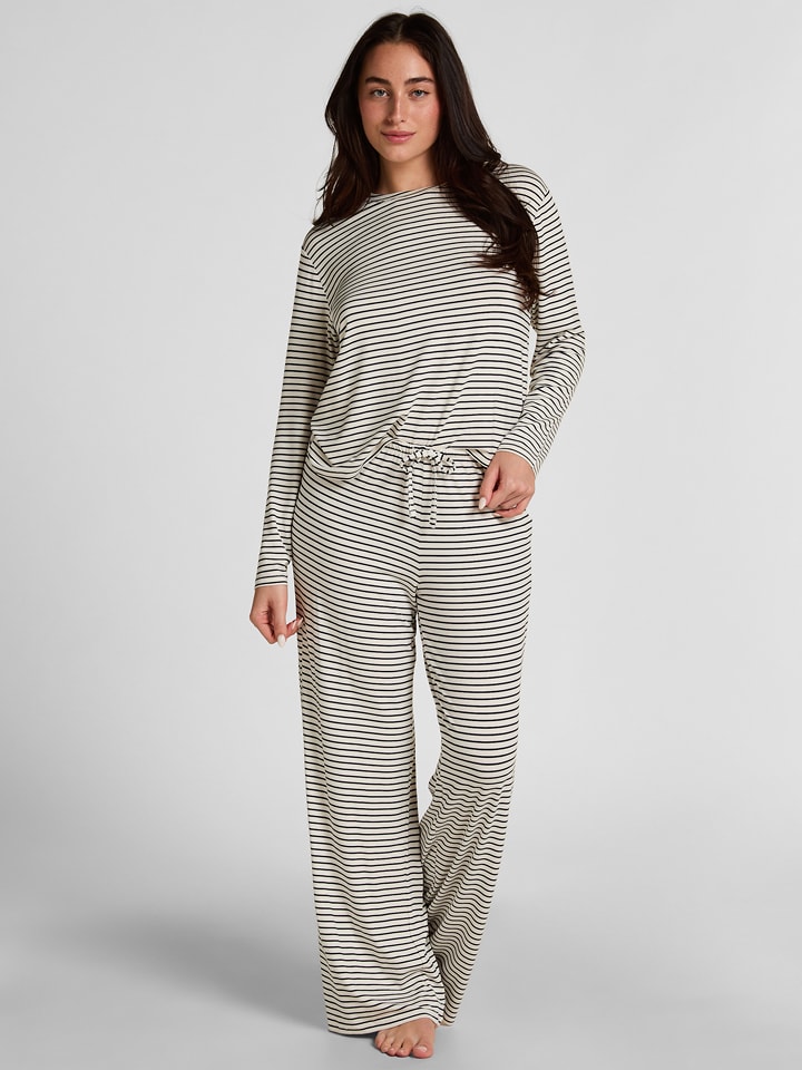 Hunkemöller Pyjama-Hose in Weiß/ Schwarz - XXL