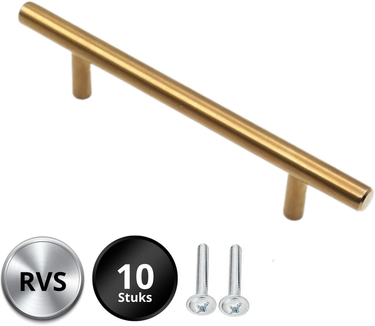 Set van 10 gouden RVS handgrepen Denver met 128mm boormaat voor kastgrepen
