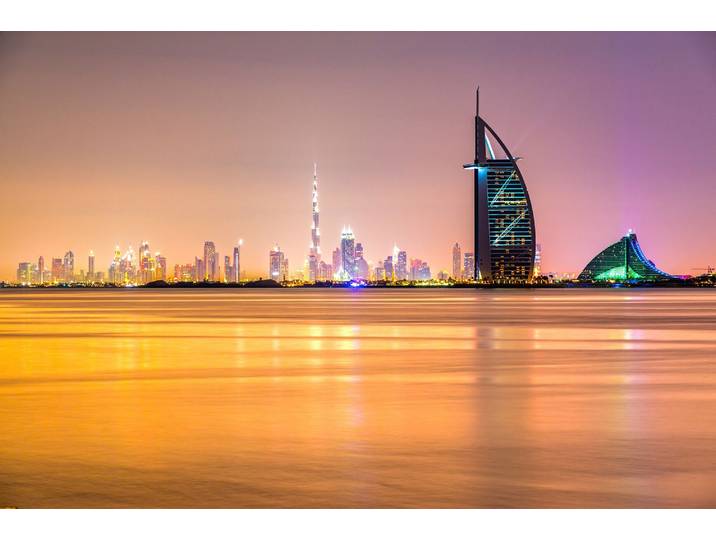 Fototapete PAPERMOON DUBAI SKYLINE-EMIRAT BURJ AL ARAB , bunt, B:2,5m L:1,86m, Vlies, Tapeten, Fototapete