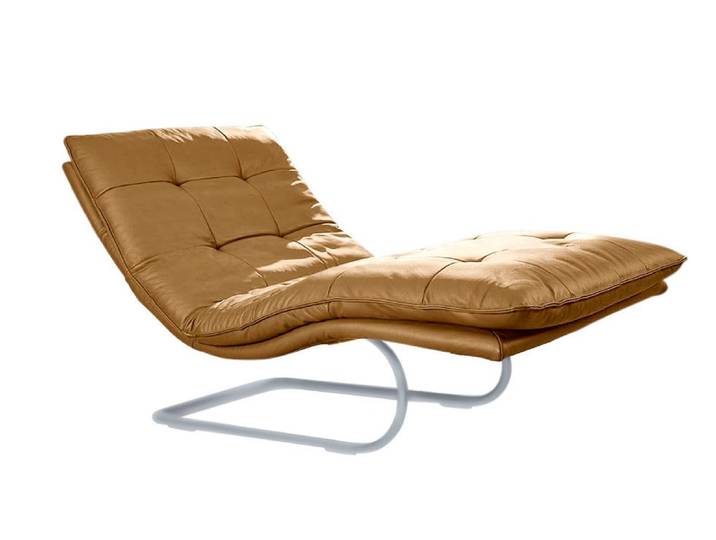 Relaxliege, Longlife Xtra-Leder Z69, Gelb (Kurkuma), 95×91×170 cm, Kopfteilverstellung, Vintage, W.SCHILLIG