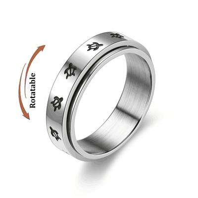 Stainless Steel Anxiety Relief Rotating Tortoise Rings For Couples Cute Anti Stress Fidget Rings New Trend Accessories silver 2 10