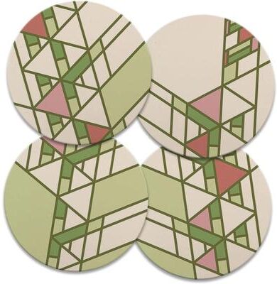 Thirstystone Hollyhock Details Assorted Designs 4 Pack Round Absorbent Stone Coasters with Protective Cork Backing Made in The USA