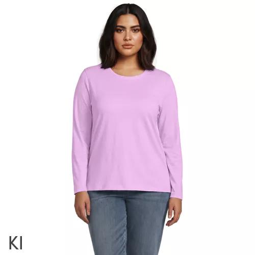 Supima-Shirt, Langarm in Plus-Größe, Damen, size: plus, Lila, Baumwolle, by Lands' End