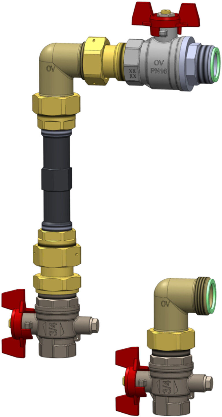 Oventrop Wärmezähleranschlussset Multidis SFQ Eckform, mit Kugelhahn DN 20 (1405578)