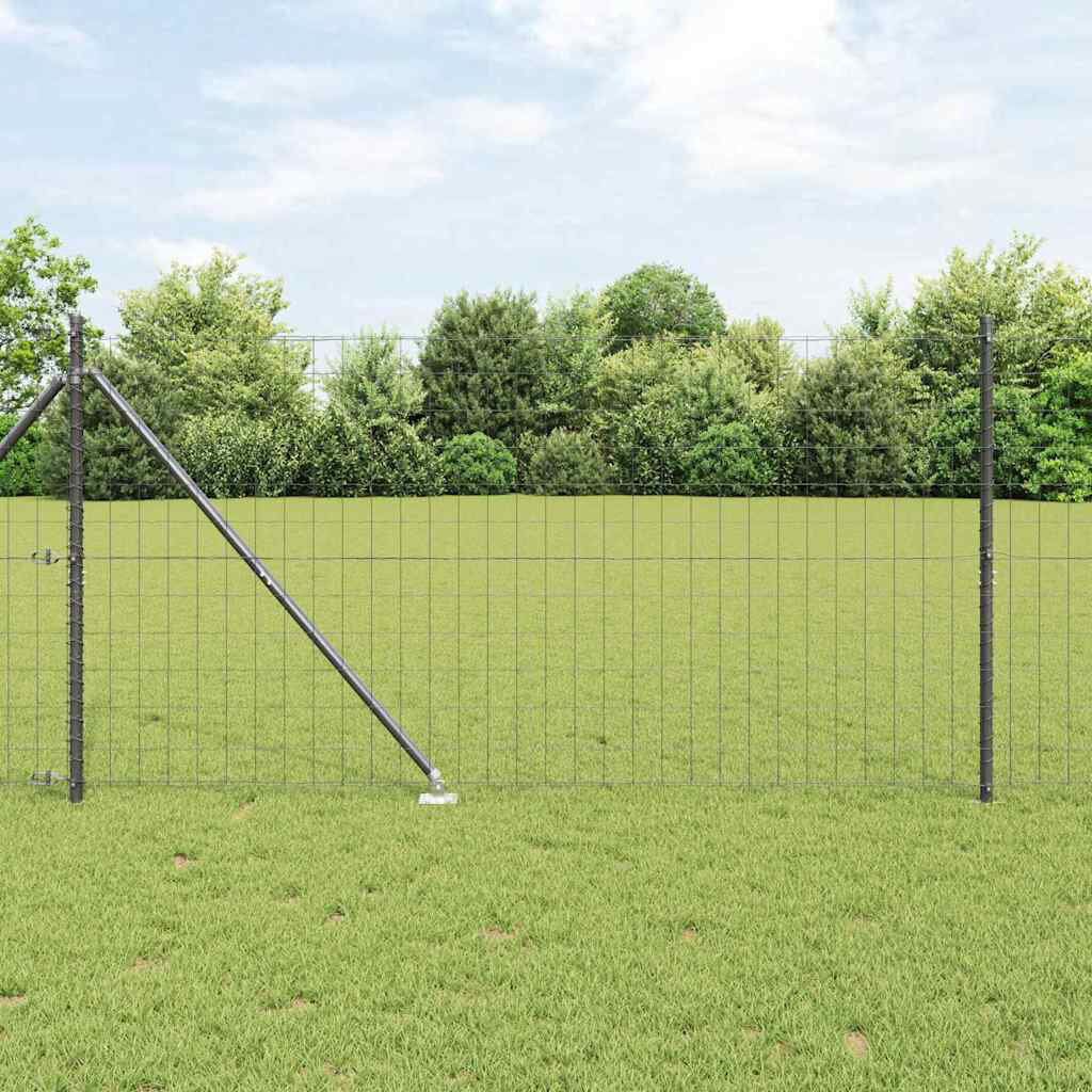 Vidaxl Fence With Posts Steel Grey 120cm H x 1000cm W x 3.2cm D